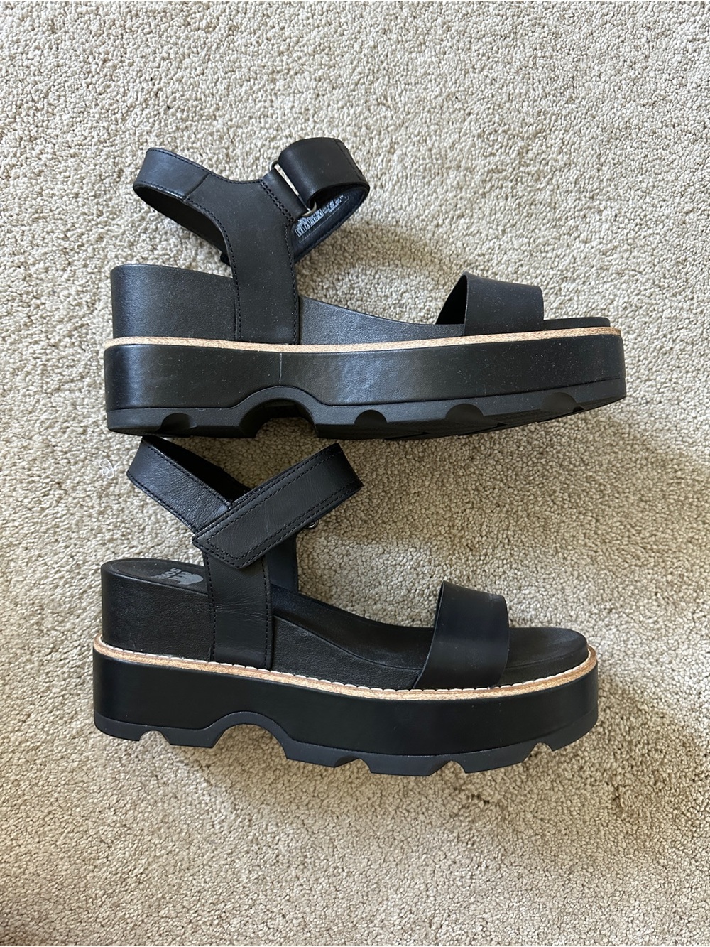 Sorel Joanie IV Black Platform Strappy Sandals - Picture 3 of 6